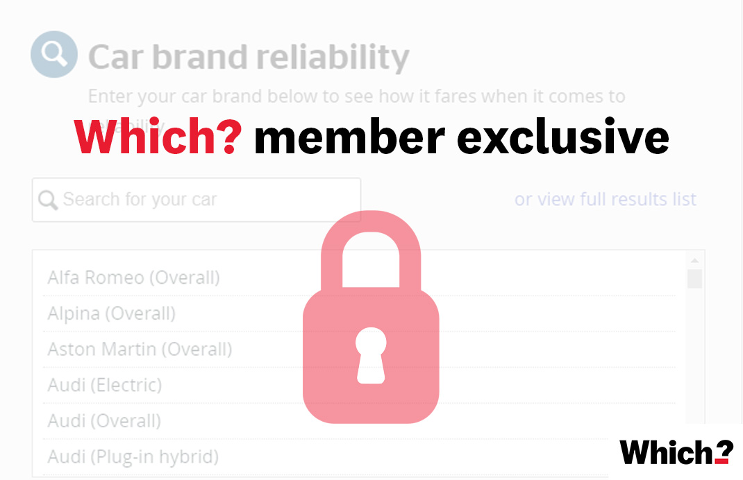Which? car brand reliability tool with padlock image
