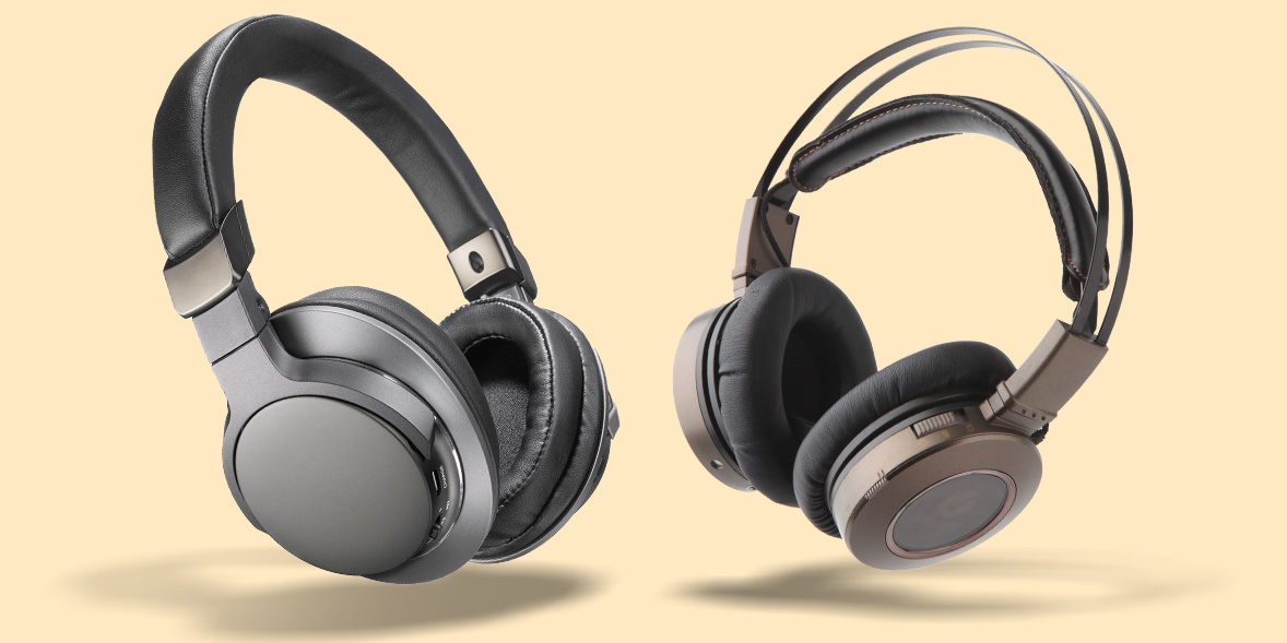 Two over the ear headphones