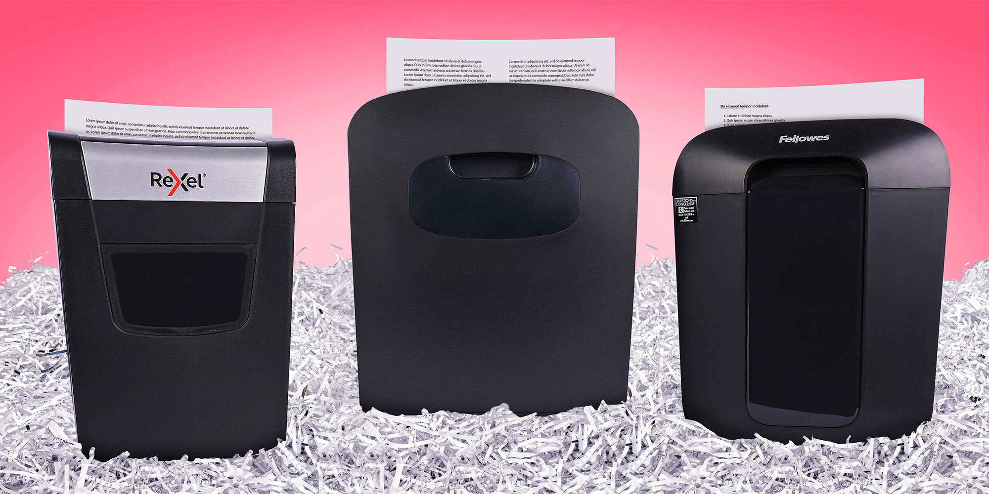 A person with long hair holds a sheet of paper in front of a shredder, poised to insert it.