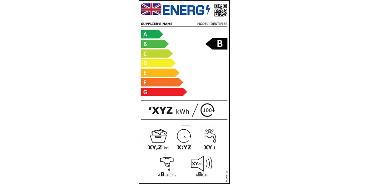 Energy label for a 'B' rated appliance.