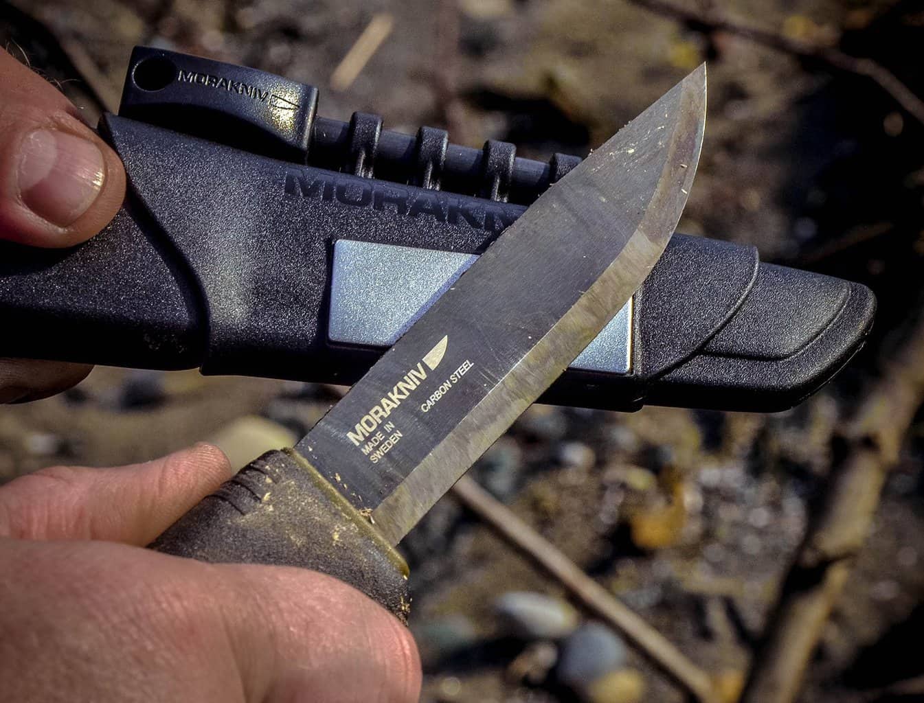 Morakniv Bushcraft Carbon Steel Survival Knife with Fire Starter and Sheath